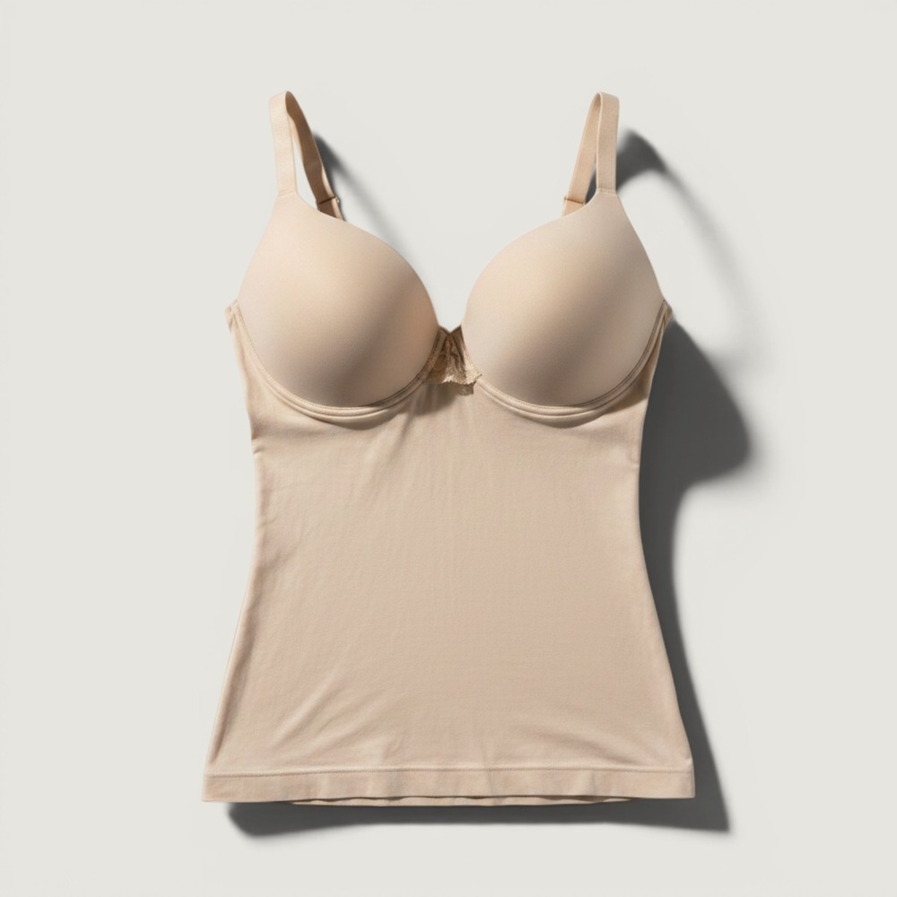 Shapeez Ultimate Underwire Shaping Camisole shapewear Nude Large DD Bra/tank Top